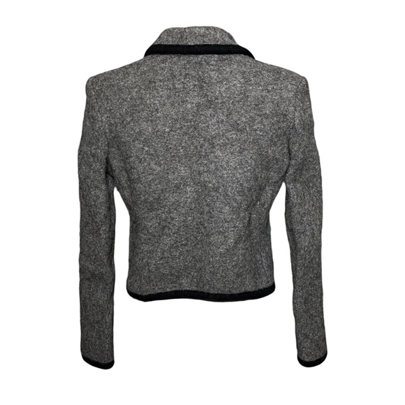 Geiger Vintage 80s Cropped Blazer Jacket Womens Medium Gray Wool Pockets Austria - Picture 2 of 13